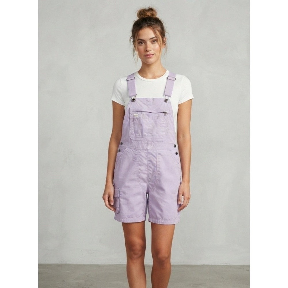 Duluth Trading Co Heirloom Gardening Ripstop Short Overalls Lilac Purple Medium